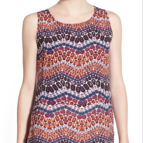 Sam Edelman Sadi Print Split Back Zip Up Tank Size XSmall - Picture 2 of 9